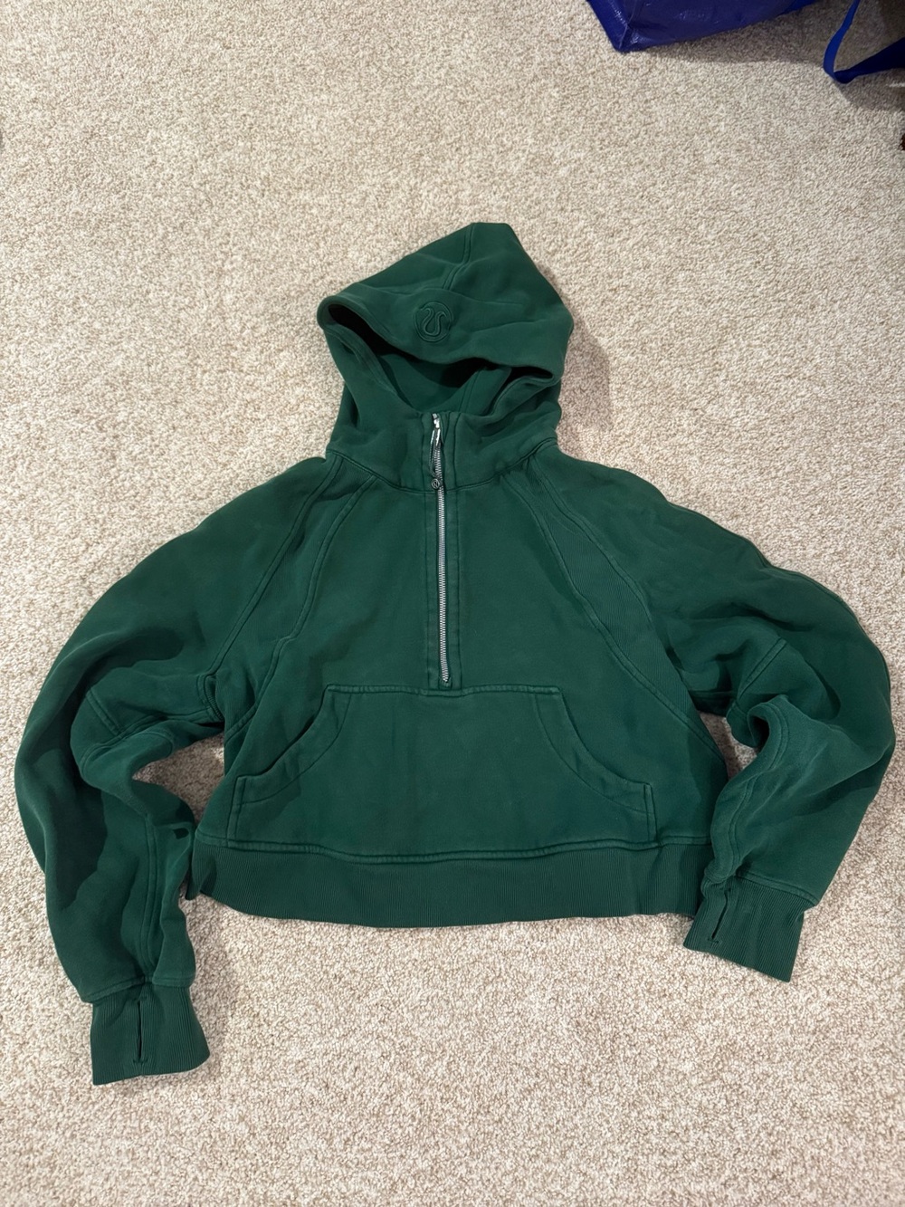 lululemon athletica SCUBA cropped Forest Green Half-Zip Hoodie
